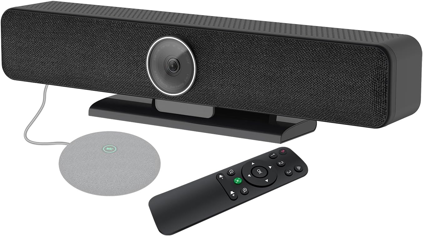 TB5 Video Conferencing System - Zoom Certificated, Ultra 4K Pro Audio and Video Conference Room Camera with 4 Microphone Arrays & Stereo Speakers, 120° Wide Angle Webcam for TV/Meeting Room