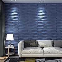 Vista 3 de Art3d Panel de pared 3D de PVC azul marino, cubierta de estilo ondulado, 32 pies cuadrados, para decoración de pared interior en sala de estar