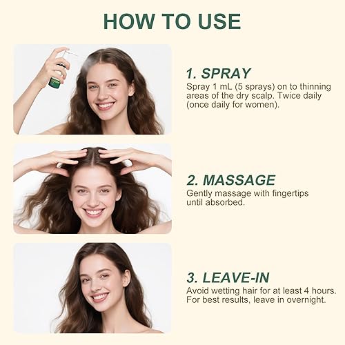 Miniatura 7 de 5% de crecimiento del cabello de minoxidil para hombres y mujeres, suero de tratamiento de pérdida de cabello con minoxidil extra fuerte con biotina