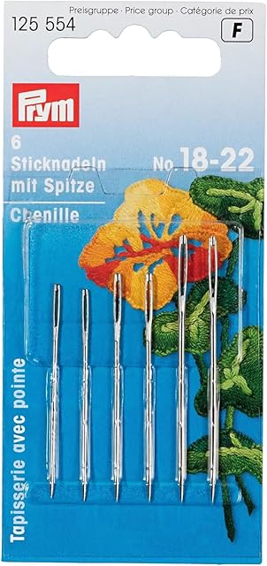Prym Chenille Sharp Point Nr 18-22 Igly Do Haftu 6-Czesciowy, Metaliczny