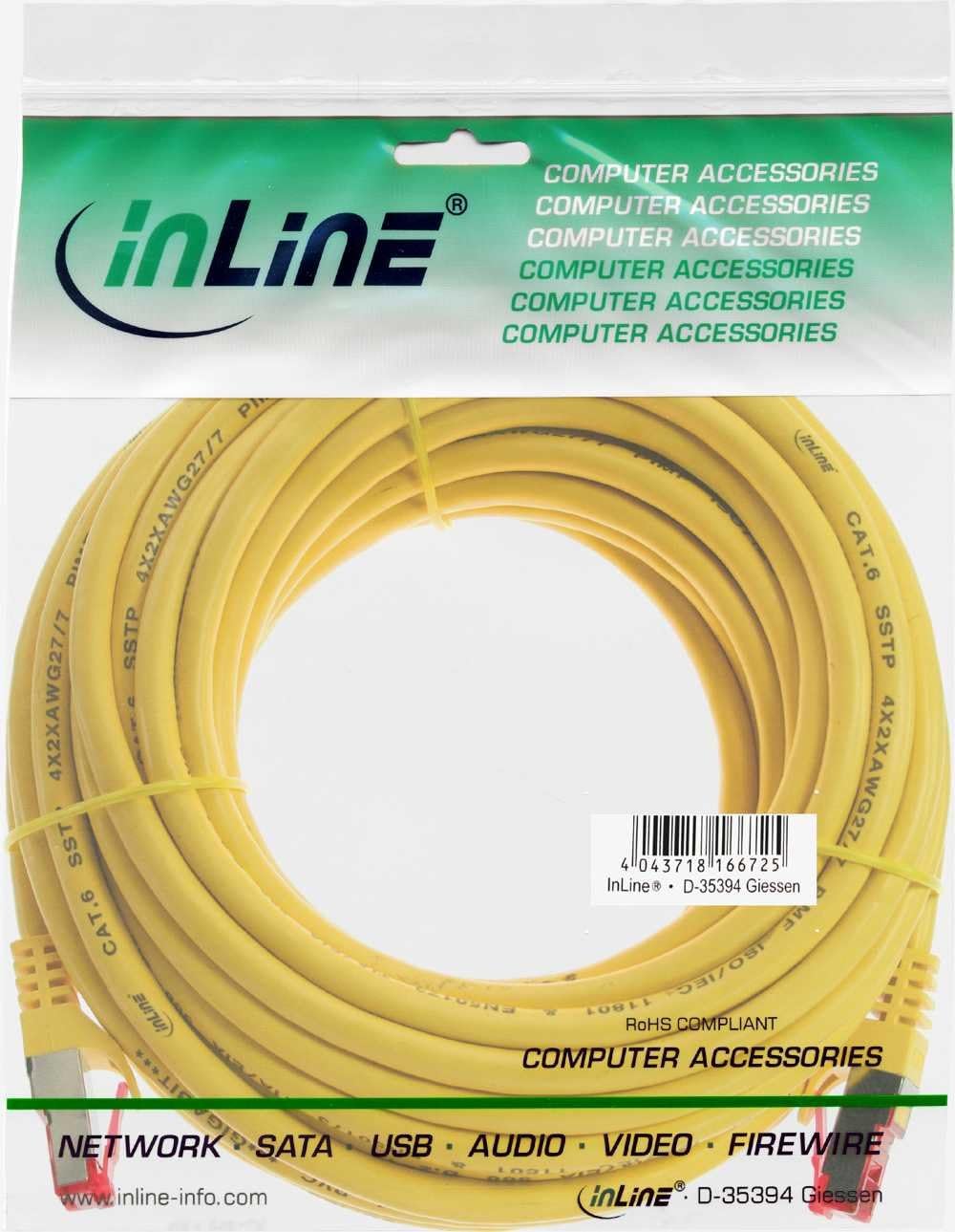 InLine 76415Y S/FTP Patch Cable 250 MHz PVC Copper Cable - Yellow, Yellow,Copper - Image 3