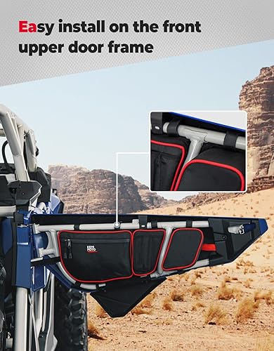Miniatura 5 de KEMIMOTO Bolsas de puerta X3, compatibles con los modelos Can Am Maverick X3 y MAX 2017-2025, con portavasos y rodilleras extraíbles, bolsas de Rojo