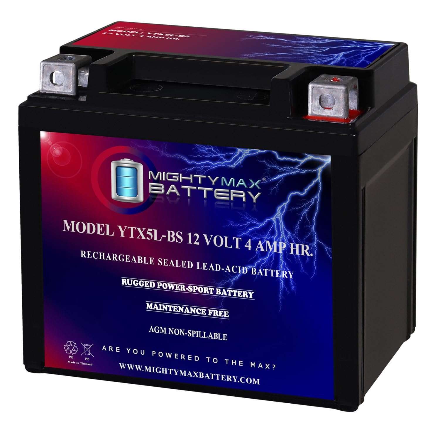 Amazon.com: Mighty Max Battery YTX5L-BS 12V 4AH Battery