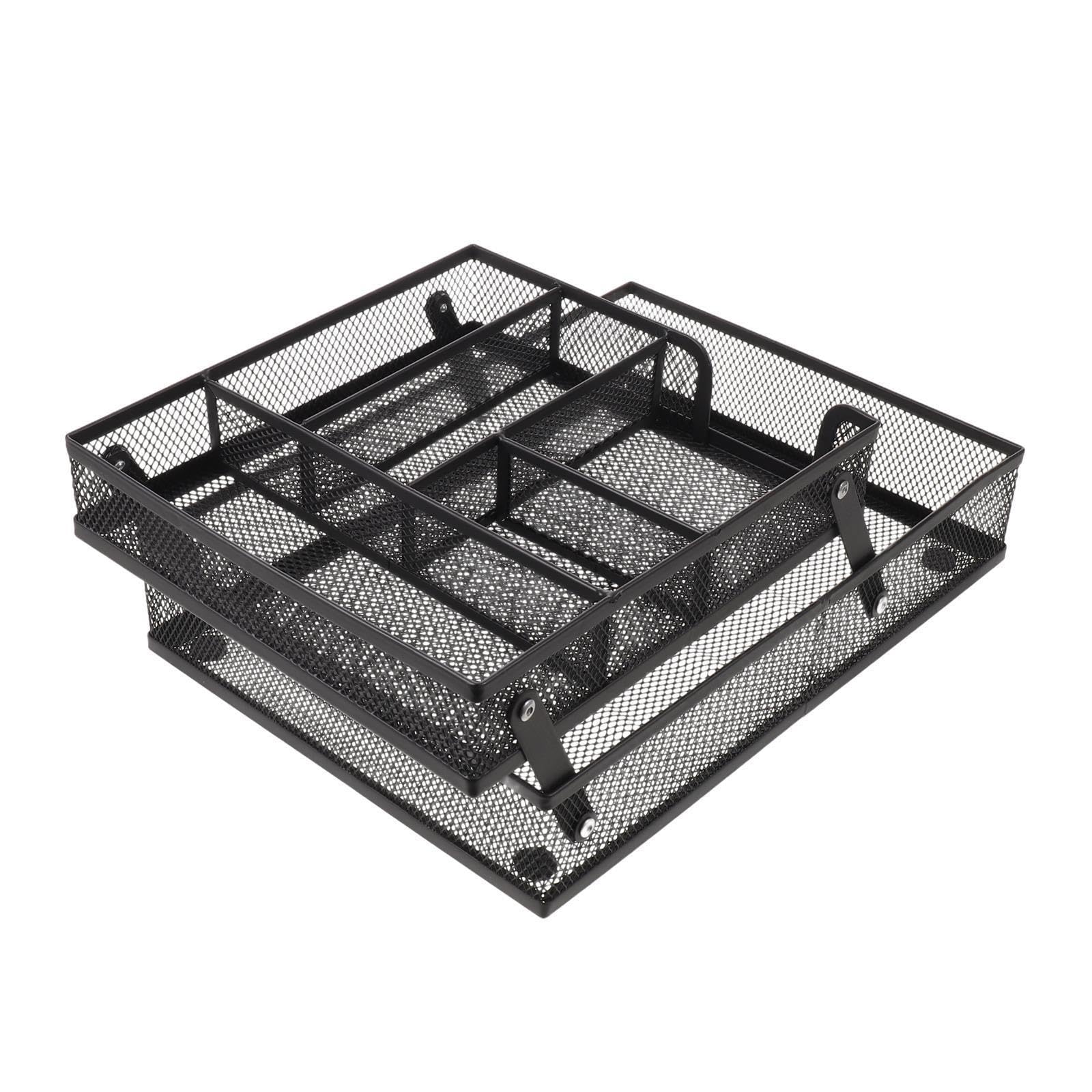Organizador de Archivos de Escritorio 2 Niveles Elevable de Hierro Negro