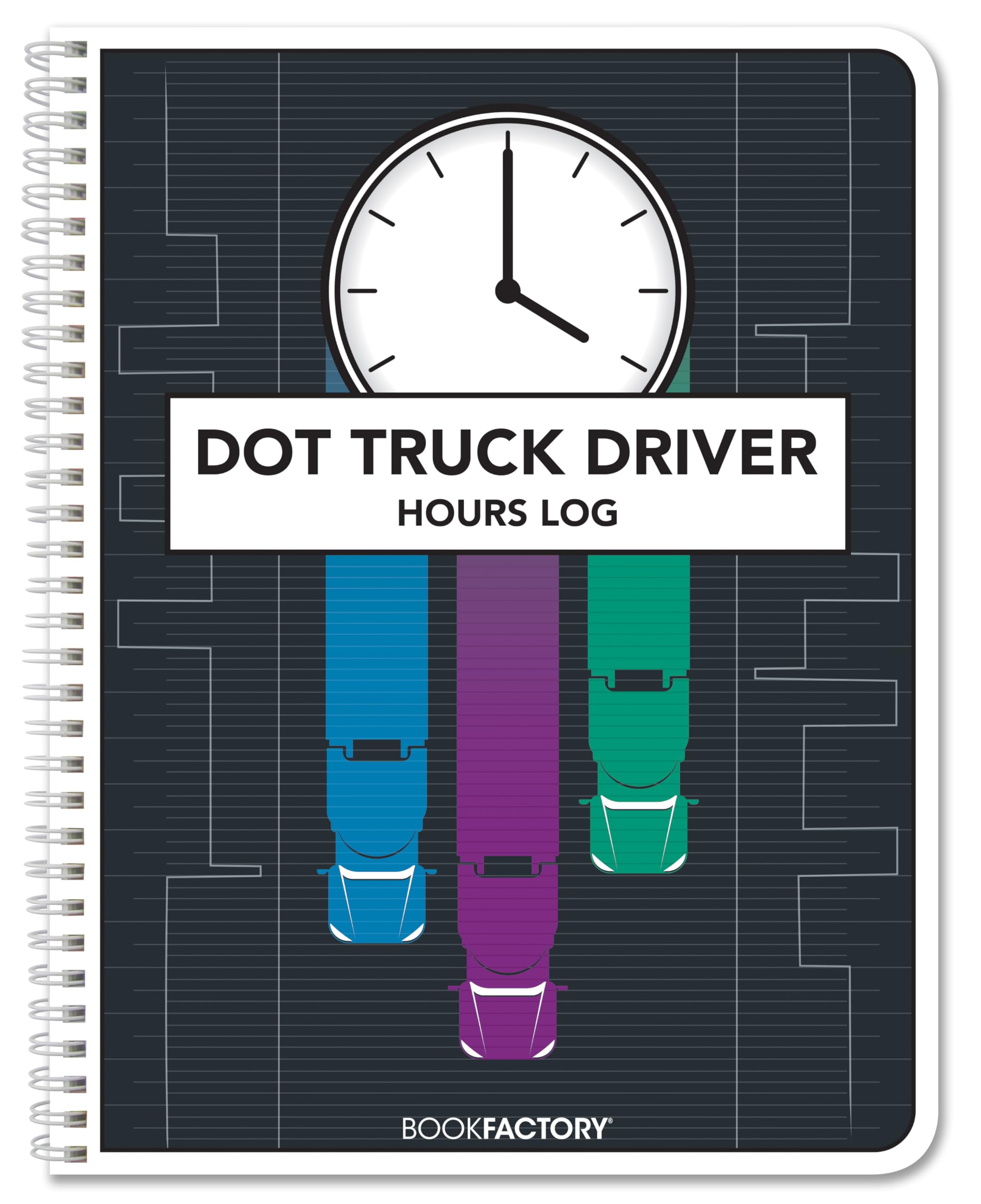 BookFactory DOT Truck Driver Hours Log Book/Truck Driving Hour Tracker, Wire-O 100 Pages, 8.5 x 11 (Made in USA)