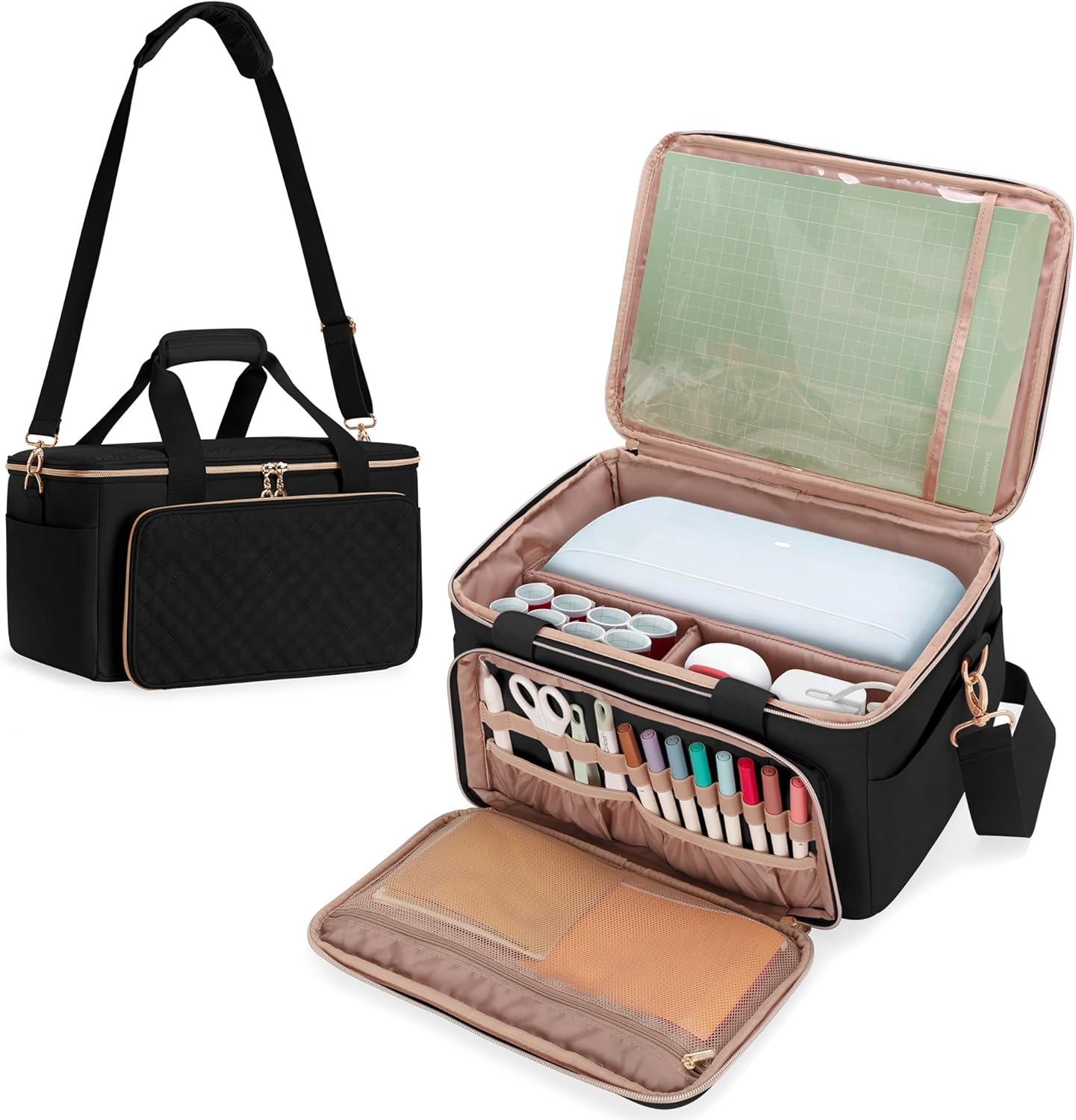 Yarwo Carrying Bag Compatible with Cricut Joy Xtra Smart Cutting Machine, Portable Craft Travel Case Fit for Cricut Joy Xtra, Cricut Mat 8.5"x12", Vinyl, Scrapbook Tool Accessories, Black (Patented)