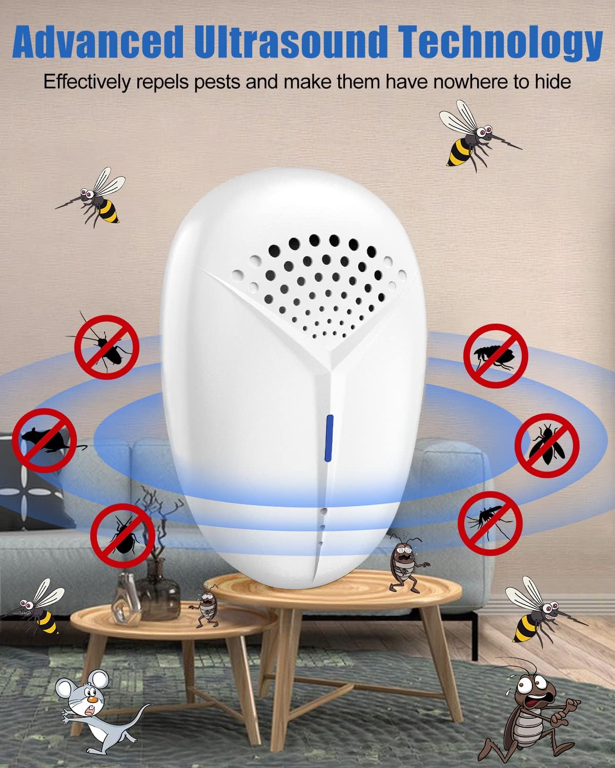 WARM FAMILY Ultrasonic Pest Repeller with Dual Speakers, Physical