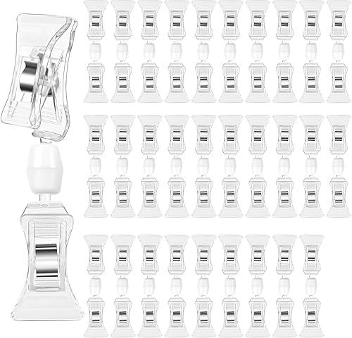 Clips transparentes para letreros de mercancía, paquete de 30 soportes de plástico para estantes, etiqueta de precio giratoria de doble cara en