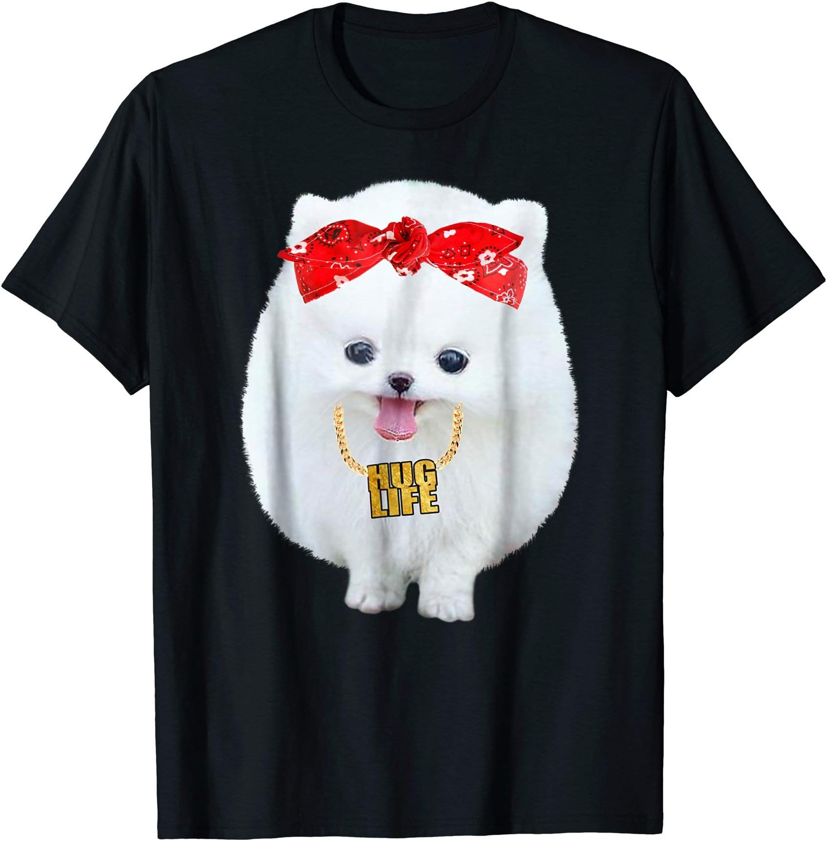 Hug Thug Gangster Life Gold Chain Dog Shirt Gangsta Dog Tee