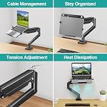 MOUNT PRO Arme d'ordinateur portable Mount pour le bureau, 2 en 1 Moniteur de fonction Support pour ordinateur portable, Convient Max 17" Carnet et 32" Écran d'ordinateur, support d'écran simple en aluminium avec plateau réglable, tient jusqu'à 22lbs