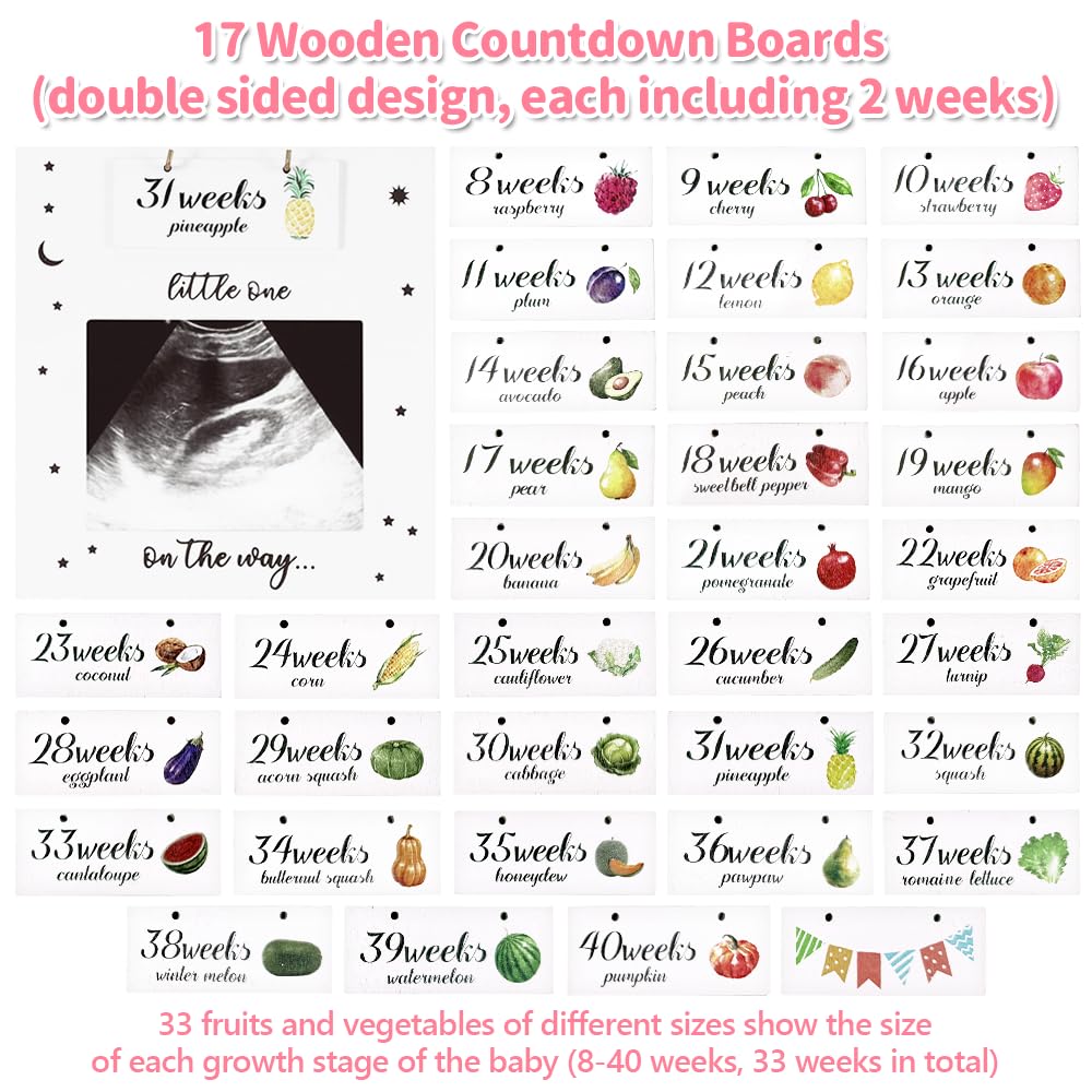 Lotvic Baby Scan Photo Frames, Ultrasound Baby Photo Frame with 8-40 Weeks Countdown (Fruit/Vegetable), Mum to be Gifts - Image 3