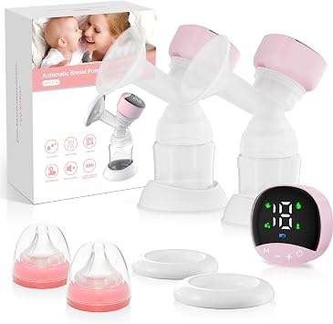 HEYAXA Breast Pump Wearable, Wireless Pump with Comfortable Sealed Flange-24mm, 4 Modes & 12 Levels Electric Pump Portable, Low Noise, Smart Display Pink