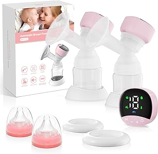 HEYAXA Breast Pump Wearable, Wireless Pump with Comfortable Sealed Flange-24mm, 4 Modes & 12 Levels Electric Pump Portable, Low Noise, Smart Display (Pink)