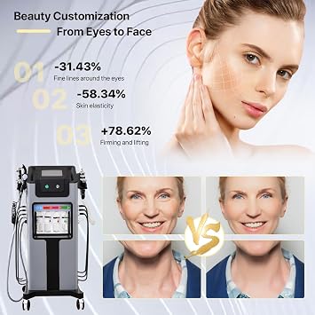 10 in 1 Water Oxygen Hydra-Facial Machine - Deep Facial Cleansing, Aqua Peeling, Hydrogen Oxygen Spray, Eye Lifting and Skin Rejuvenation, Hydro Facial Beauty Machine for SPA Salon Home