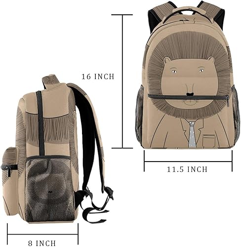 Miniatura 2 de Hand Drawn Mr Lion School Backpack Laptop Backpacks 16 inch Daypack Bookbag School Bag College Travel for Teen