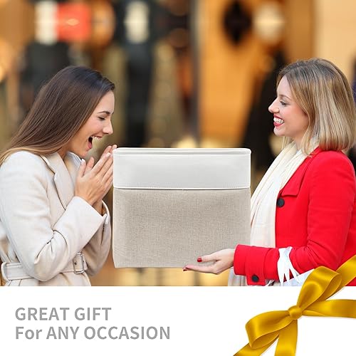 Miniatura 7 de Cestas de almacenamiento de tela grandes  Contenedores de almacenamiento de 50 litros, cestas decorativas de lino con asas para organizar, estantes,