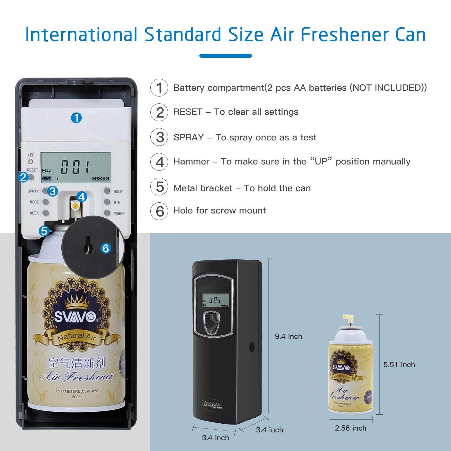 SVAVO Automatic LCD Fragrance Dispenser Wall Mount/Free Standing ABS