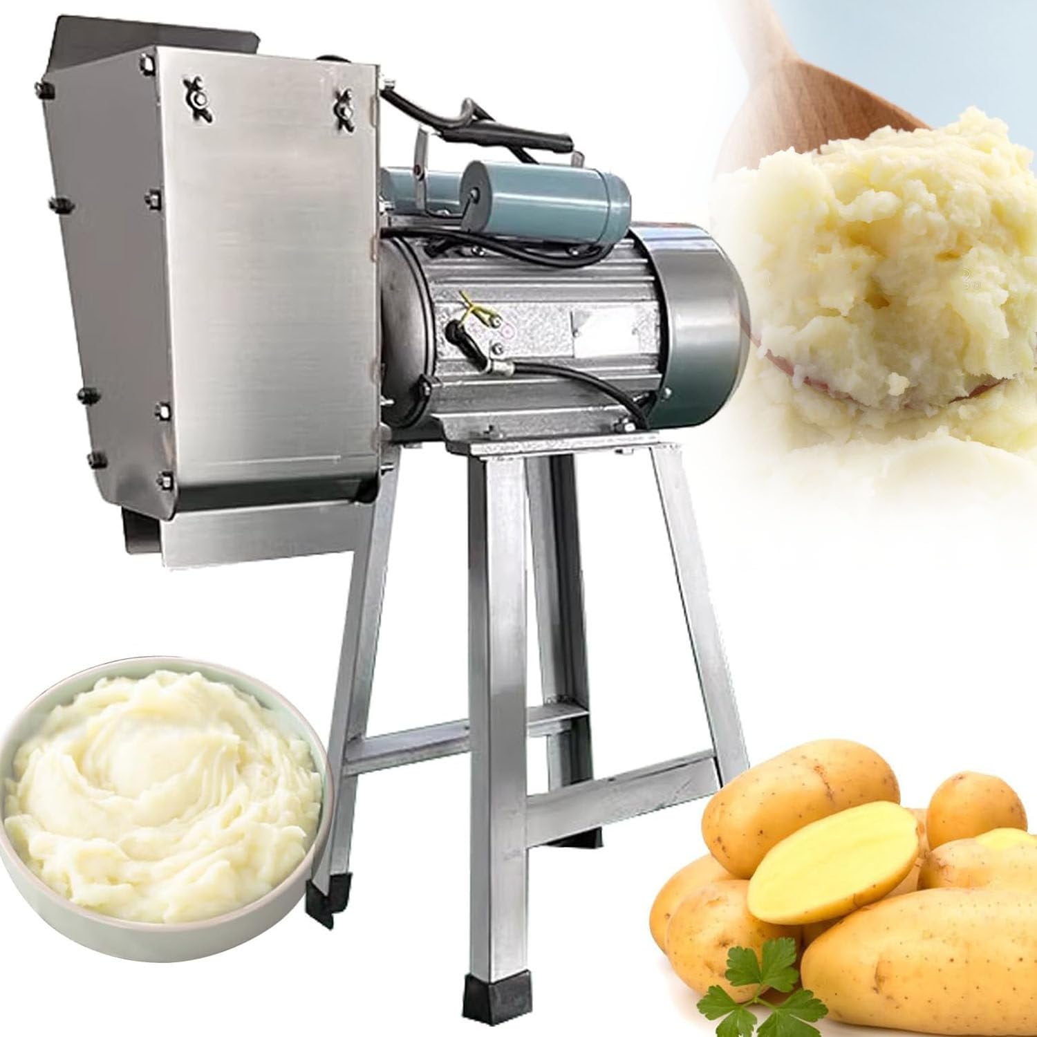 Presse-PuréE éLectrique 1100 W, Meule en Acier Inoxydable, Puissance de 100 à 200 Kg/H, Gain de Temps, Onctueux, Tendre et Savoureux, pour Ail Et Tomates