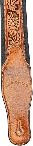 Miniatura 4 de Walker & Williams GB-104 Latigo Tan Correa De Guitarra Acolchada Patrón De Roble Vivo Para Guitarras Acústicas, Eléctricas Y Bajo, Marrón