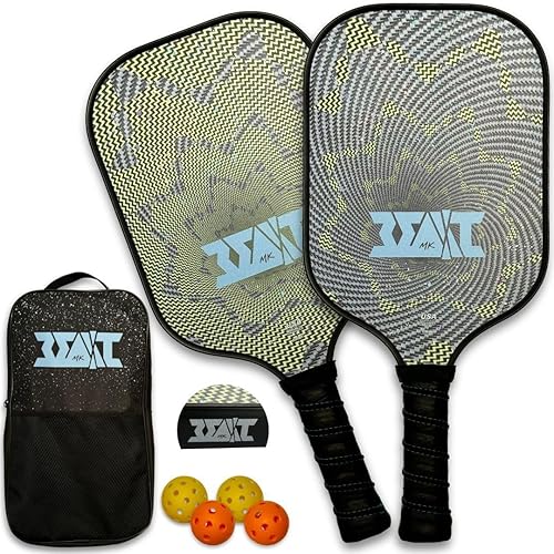 Juego de 2 palas de pickleball aprobadas por USAPA, superficie de bate de paleta de fibra de vidrio, raquetas de polipropileno con núcleo de panal