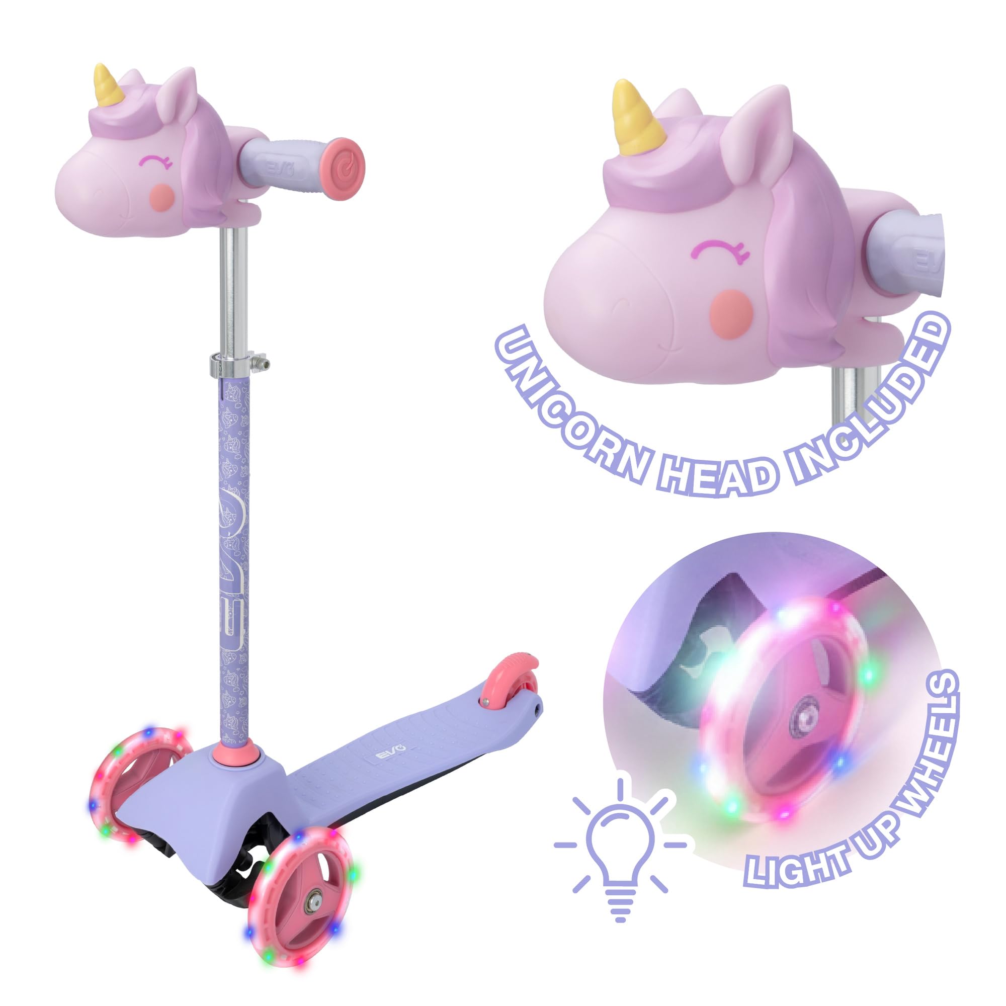 EVO Unicorn Mini Cruiser Trottinette lumineuse Violet