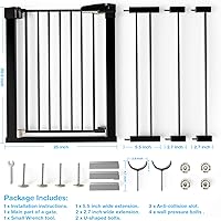 Vista 8 de OTTOLIVES Puerta de metal para bebé, puerta para mascotas de 27 a 40 pulgadas, extra ancha, montada a presión, para escaleras y puertas, puerta