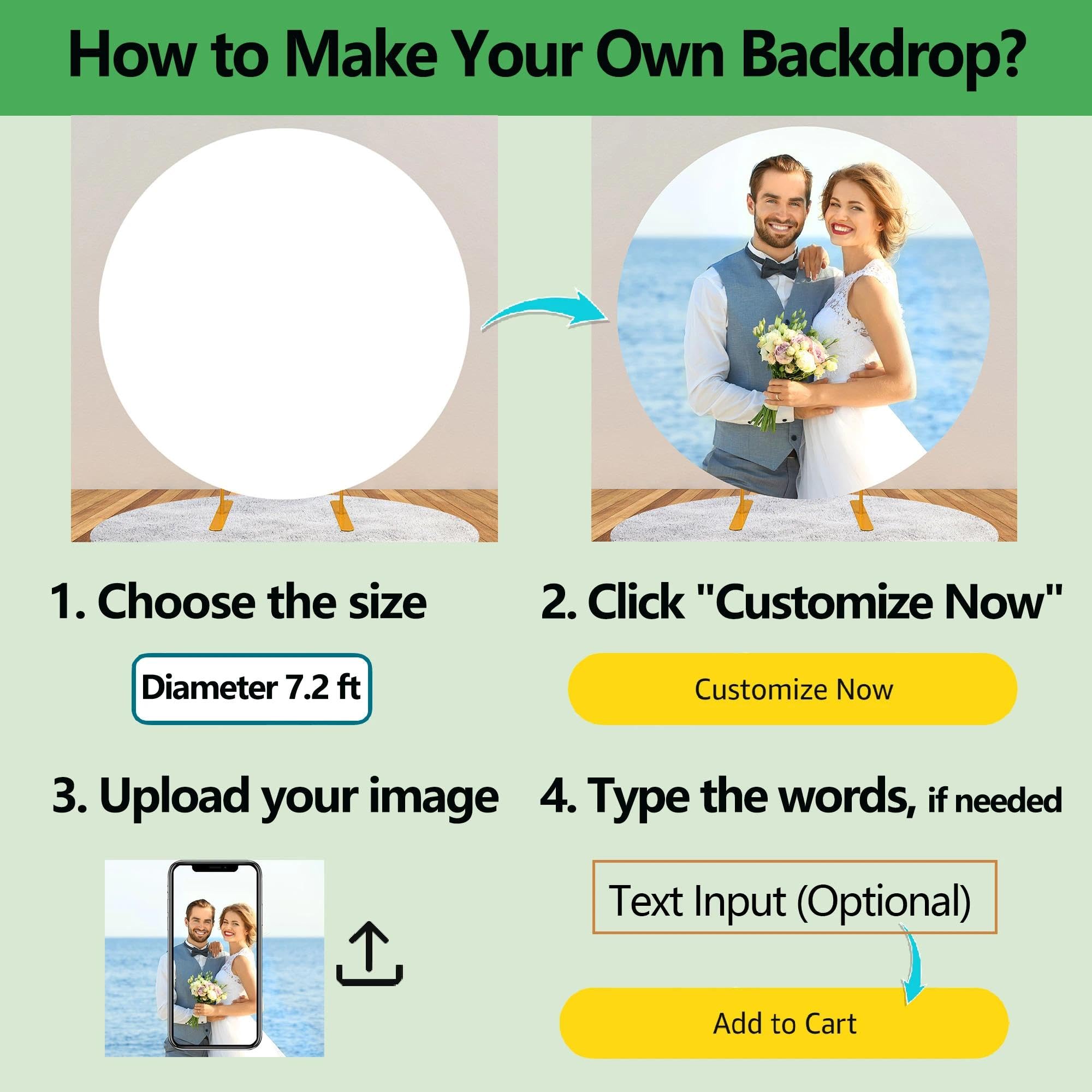 200cm Individueller runder Hintergrund, personalisierte Bogenkreisabdeckung, individualisieren Sie Ihre Fotokabine, geeignet für Babyparty, Geburtstag, Hochzeit, Party, Dekoration | Personalisierter Fotohintergrund für Babyparty, Geburtstag, Hochzeit, Par