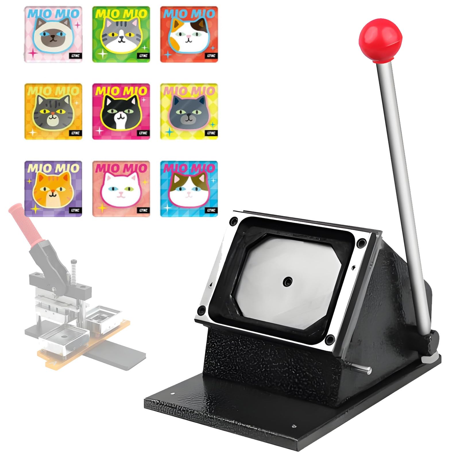 Obcinacz do papieru z magnesami na lodówkę, 2 x 2-calowy kwadratowy obcinak do guzików magnetycznych, dziurkacz do papieru w kształcie kwadratu, do kart, odznak, ramek na zdjęcia. 2.1x3.2in