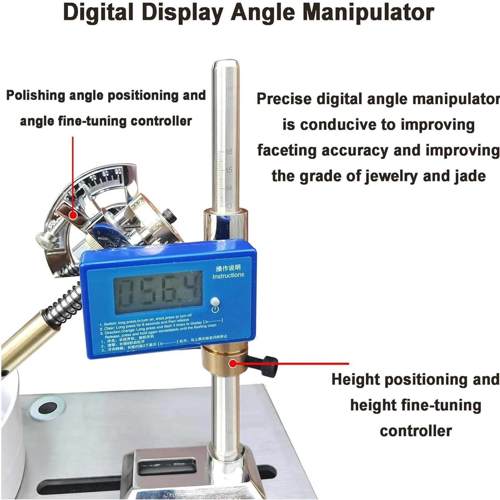 Machine à facettes et à meuler avec affichage numérique pour le polissage de pierres de bijoux