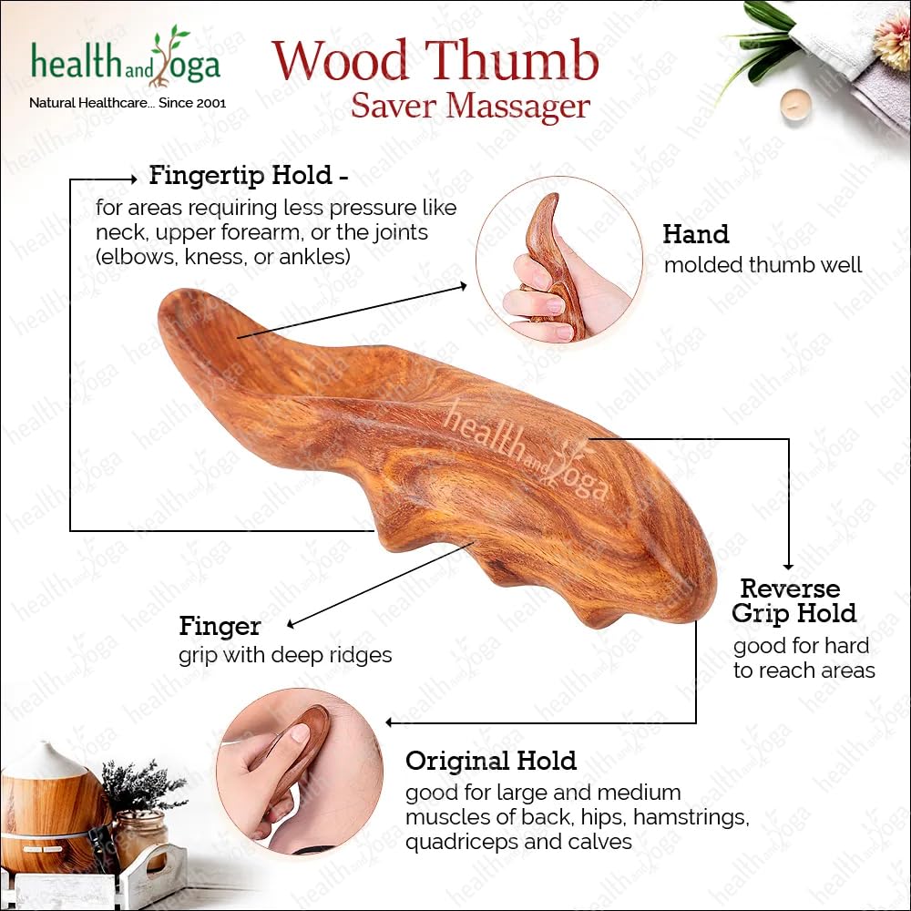 HealthAndYoga® NatureSooth Thumb Saver Wooden Massage Tool - Deep Tissue, Acupressure, Trigger Point Pain Relief - For Intense Pressure on Back, Legs & Arms without Straining the Thumb or Fingers HealthAndYoga® NatureSooth Thumb Saver Wooden Massage Tool - Deep Tissue, Acupressure, Trigger Point Pain Relief - For Intense Pressure on Back, Legs & Arms without Straining the Thumb or Fingers