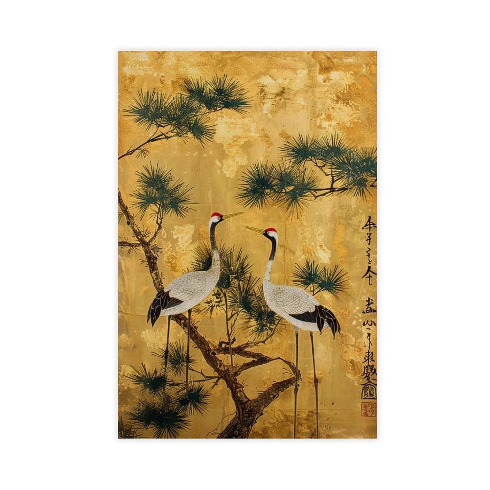 Bareronor Japanese Crane Poster Canvas Poster Bedroom Decor Landscape Office Room Decor Gift 24" L X 36" W