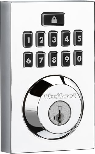 Kwikset 914 Teclado contemporáneo SmartCode Cerradura inteligente electrónica con seguridad SmartKey y tecnología ZigBee 3.0 en cromo pulido