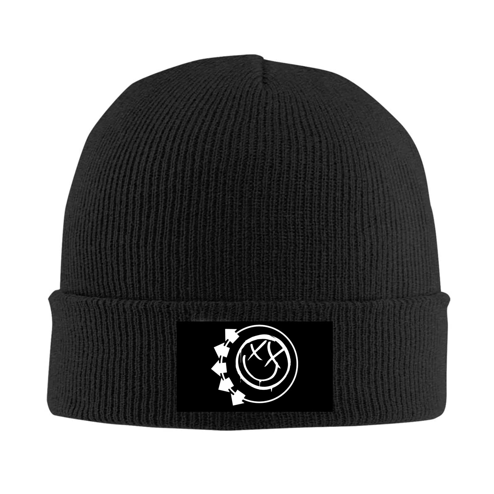 Kenwozi Men's Black Winter Warm Knit Cap Beanie Hat Hip Hop Hat American Band Blink-182 Hat