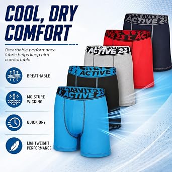Boys Boxer Briefs - Pack of 4, 5 or 6 - Comfortable and Durable Underwear