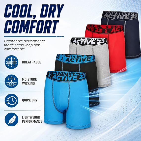 Boys Boxer Briefs - Pack of 4, 5 or 6 - Comfortable and Durable Underwear