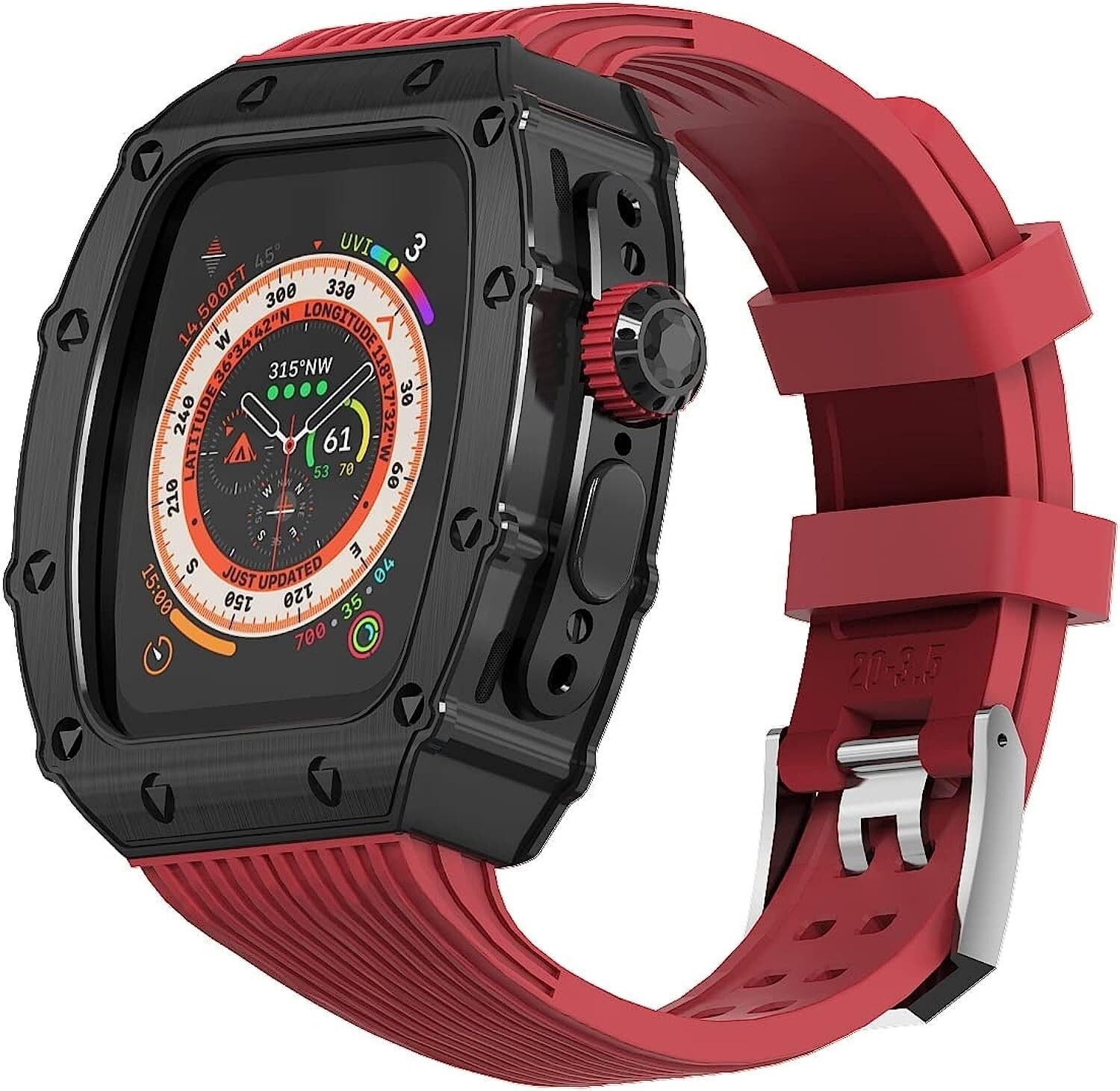 Wytrzymałe etui do zegarka ze stali nierdzewnej 316l, paski, silikonowy pasek, do Apple Watch 8 49 mm, styl RM, dla mężczyzn i kobiet, metalowe ramki, skręcona pętla, silikonowy pasek do