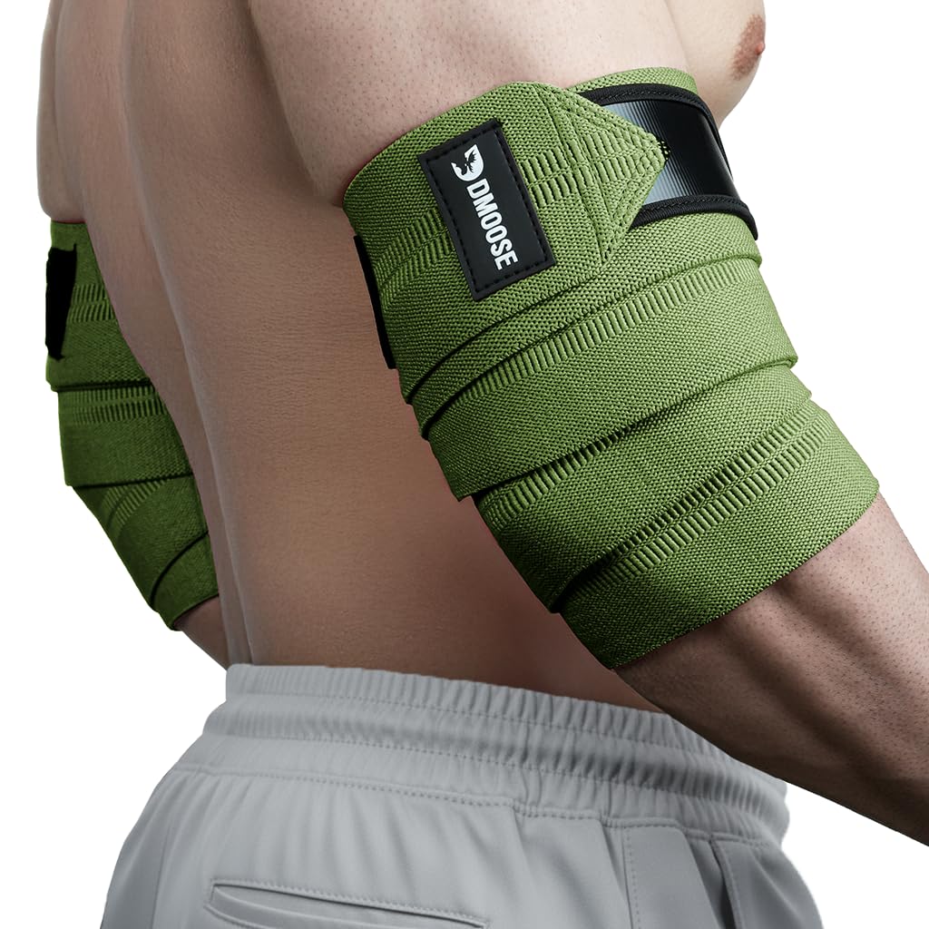 DMoose Fitness Elbow Wraps for Weightlifting (Pair) 40" Adjustable Brace for Joint Support, Pain Relief & Tendonitis - Elbow Straps for Weight Lifting, Bench Press & Gym Workouts, Band for Men & Women