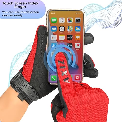Miniatura 8 de AXIZ Guantes de motocicleta para hombres y mujeres, guantes de ciclismo protegidos para pantalla táctil para MTB BMX, motocross, carreras,