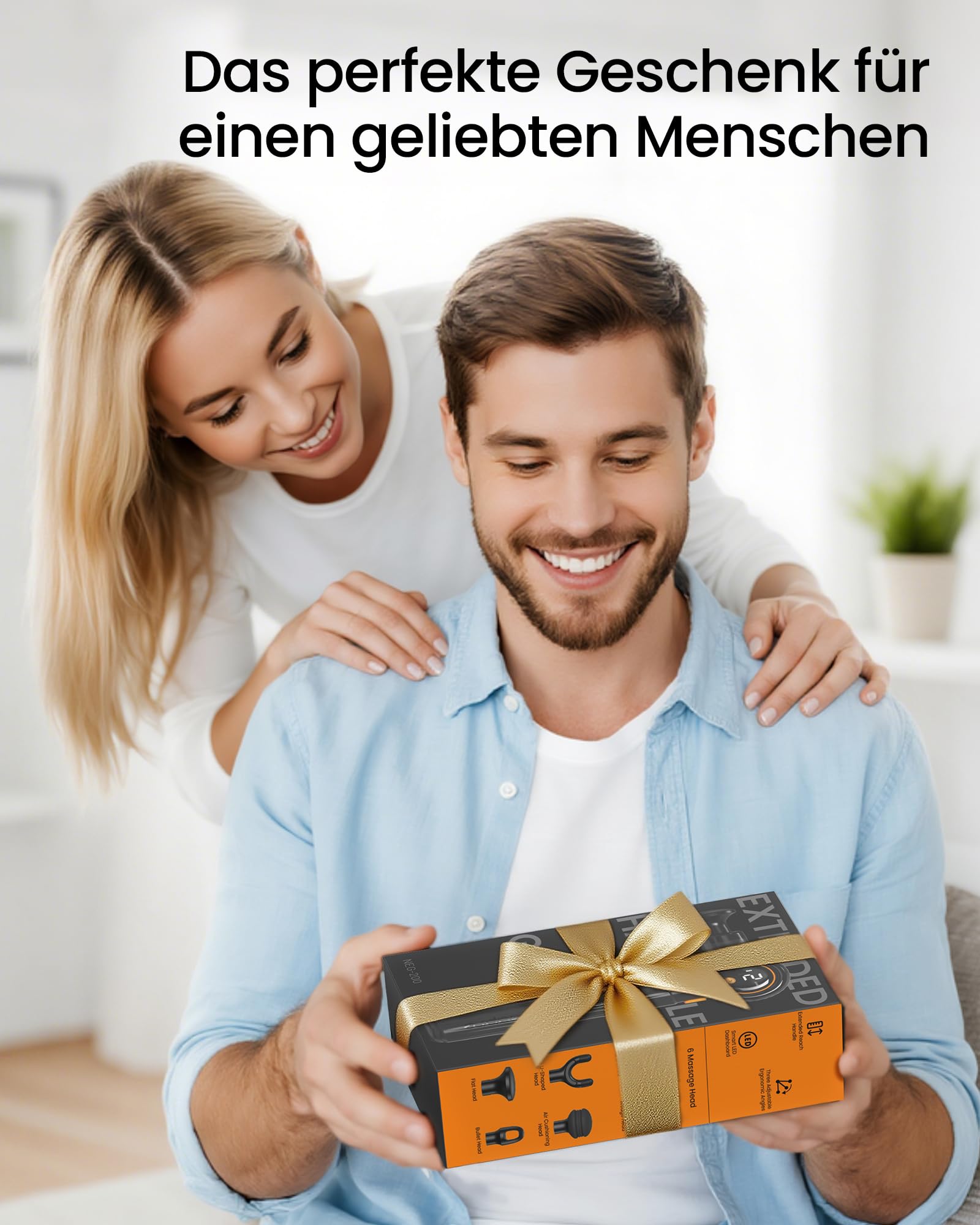 Massagepistole,Napre Massage Gun Massage Pistole mit Verlängerungs Griff und 3 Einstellbaren Winkeln,Muskel Percussion Massagegerät für Rücken/Nacken/Schulter Entspannung,Handmassagegerät,Schwarz