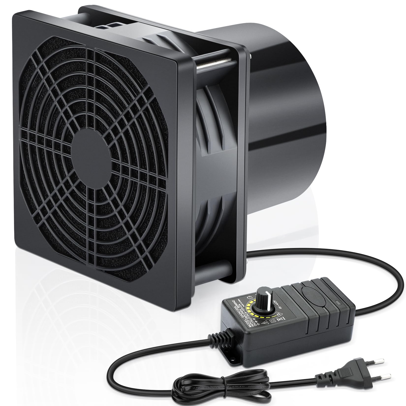 Wathai 120mm x 38mm Lüfter Rohrventilator Abluftventilator Rohrlüfter 100mm mit 230V 220V Geschwindigkeitsregler für Gewächshaus Rauchabzug, PC Computer