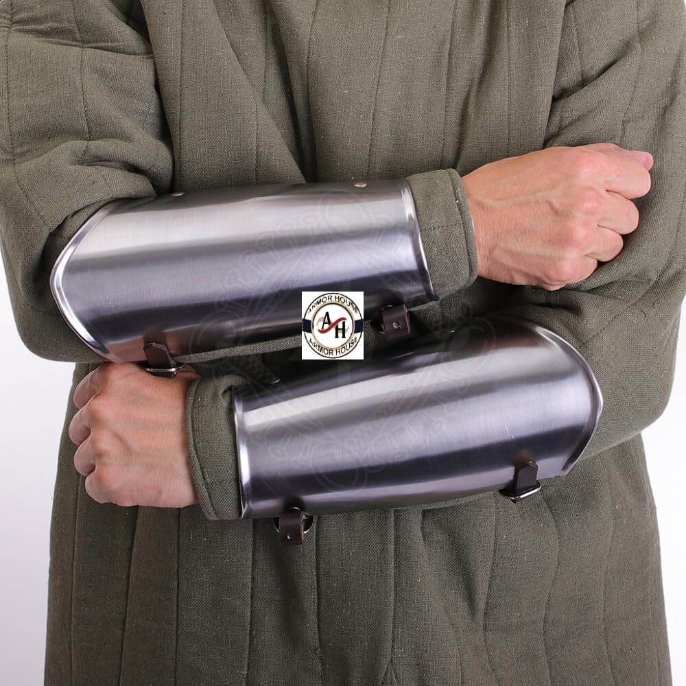 Fully Functional Steel Vambraces Medieval Costume Renaissance Metal Bracers Pair of Arm Guard Sca Armor, Larp Armor Wrist Armour For Reenactment Cosplay Battle Ready Armor Costume For Halloween