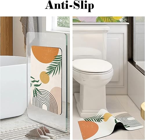 Miniatura 4 de Tapetes de baño antideslizantes abstractos bohemios, súper absorbentes, de secado rápido, tierra de diatomeas ultrafinas, para debajo de la puerta,