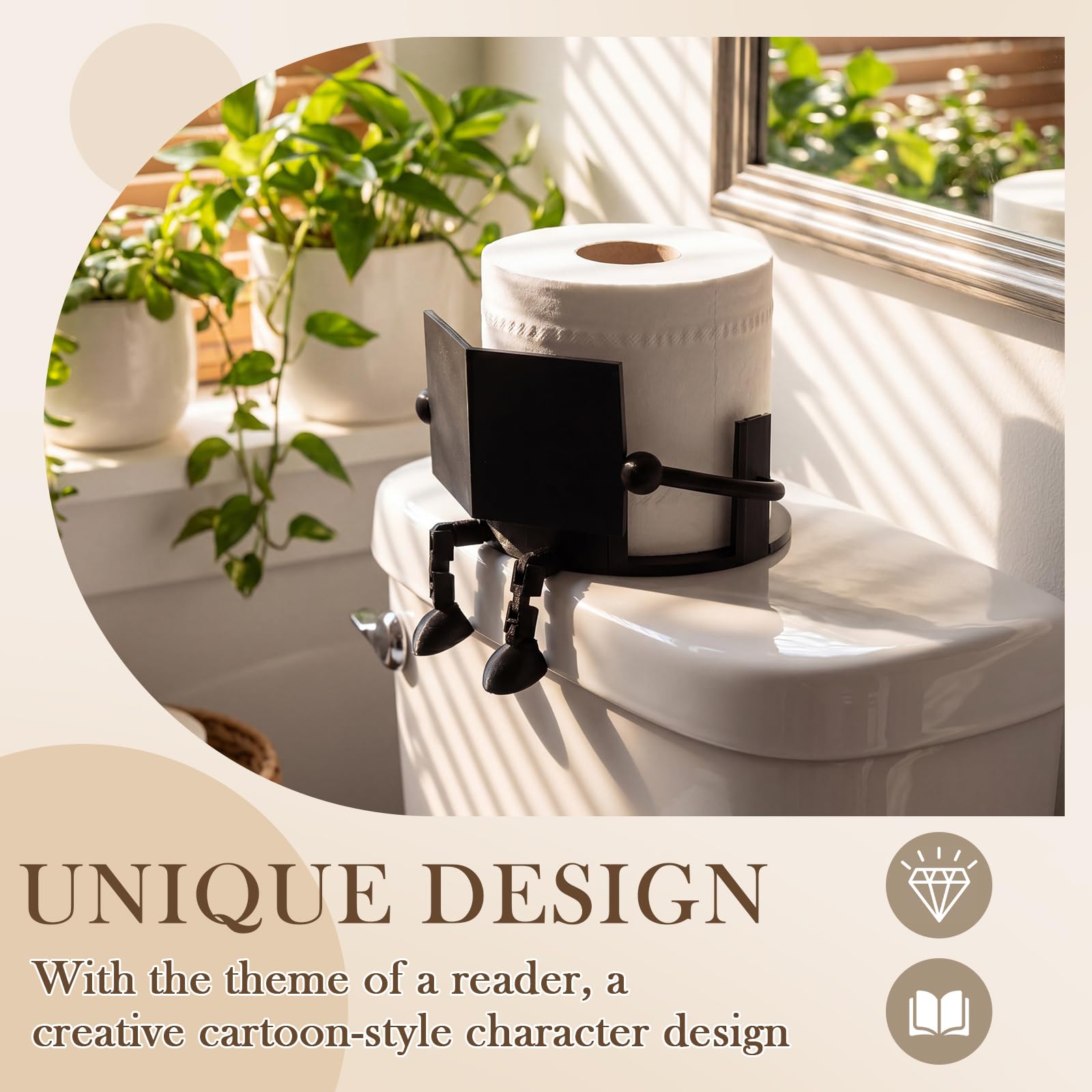 Funny Toilet Paper Holder Stand, Black, Regular Style — Amazon image 3
