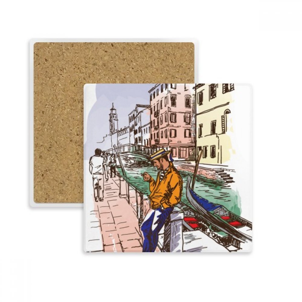 Support Absorbant Venise Italie en Pierre Naturelle Carrée Haute Densité