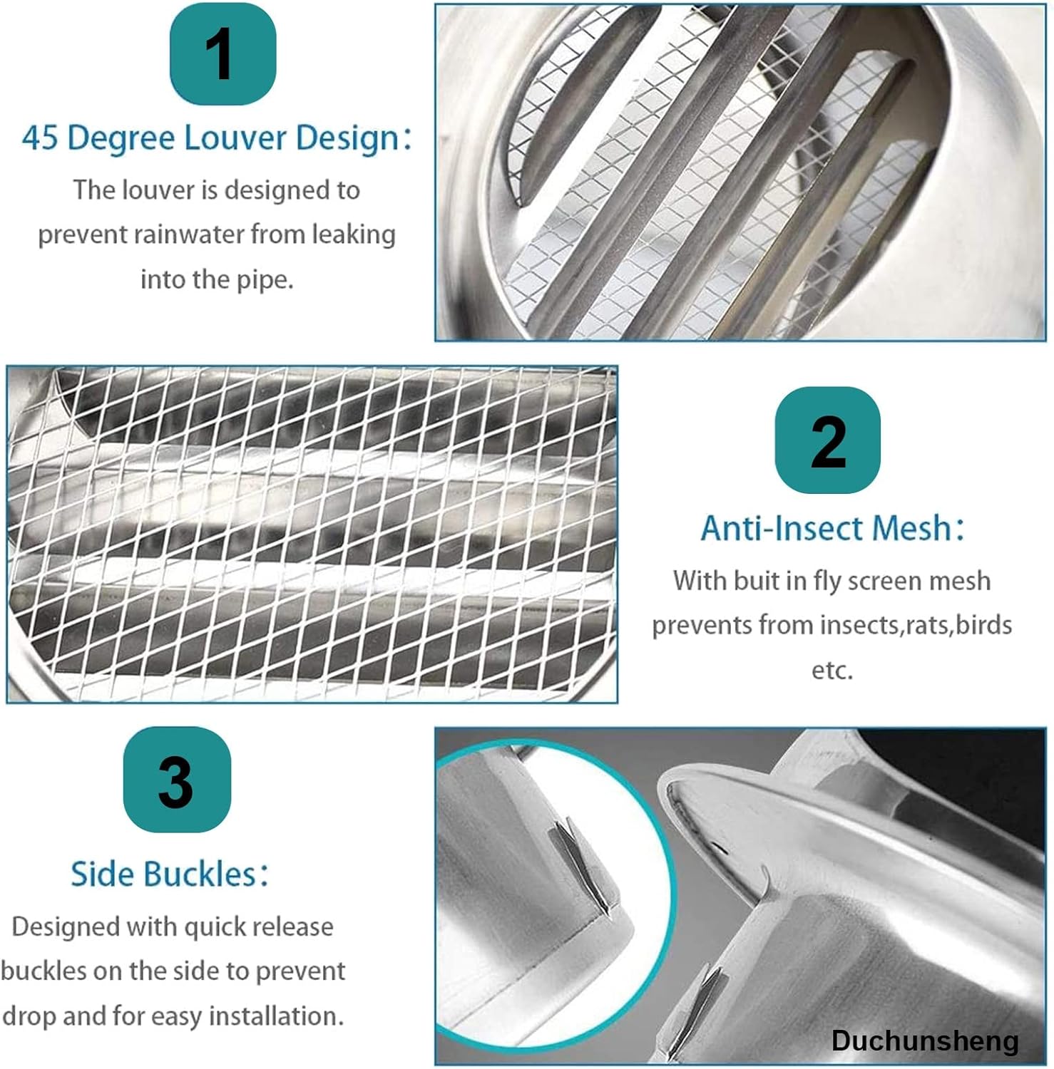Round Bull Nosed External Extractor, Air Exhaust Grille Vent Exhaust Cover Ventilation, Weatherproof Multiple Sizes, Kitchen Range Hoods Round Louver Grille Cover Vent Hood Wall Dryer Cap