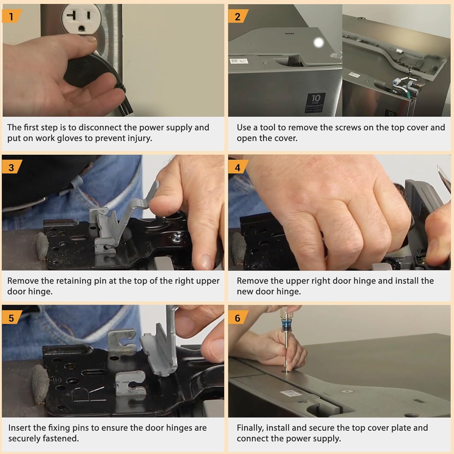DA97-12574A Upper Right Hinge Assembly Compatible with Samsung RF28HMEDBSR RF28HMEDBWW RF28HMEDBBC RF24FSEDBSR etc Refrigerator (Some Models), Replace Number: 3447596 AP5620920 PS4176618 etc