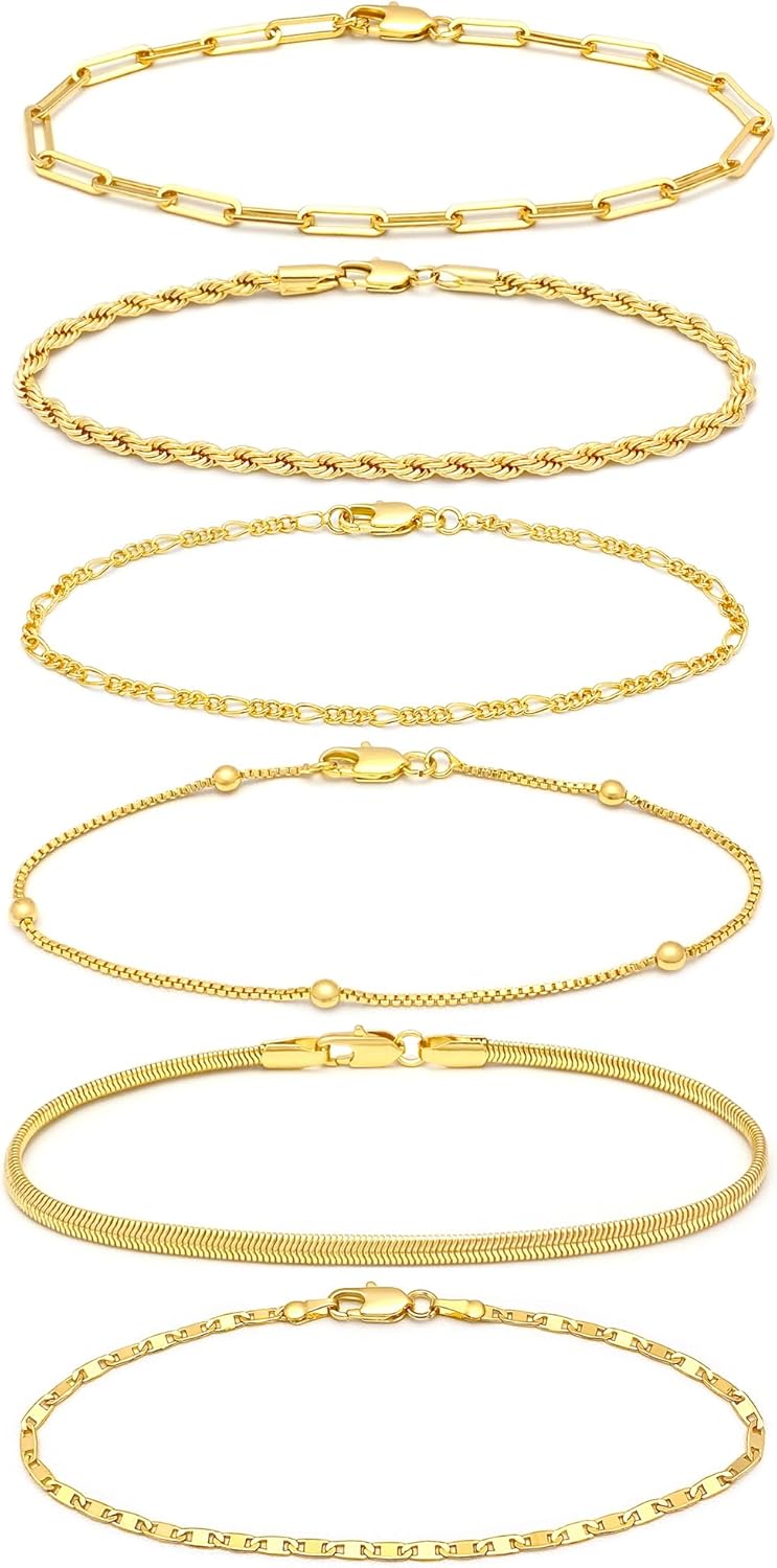 Jewelry Stack: VXAOAP Gold Bracelets for Women, 14K Plated Set
