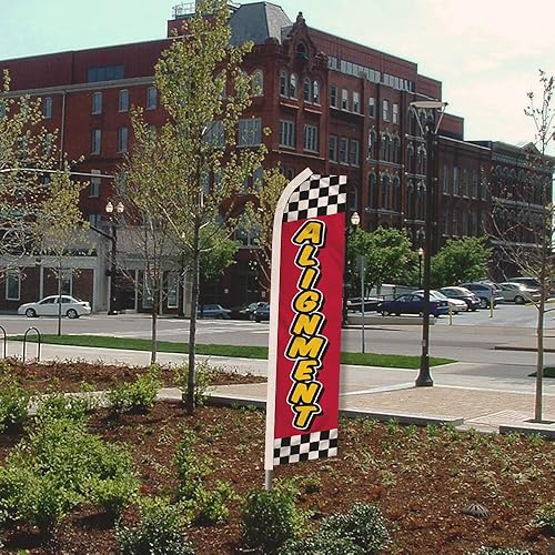 Miniatura 4 de Alignment - Kit de bandera y poste publicitario de Swooper rojo y amarillo, perfecto para tiendas de rendimiento, mecánica, reparación de