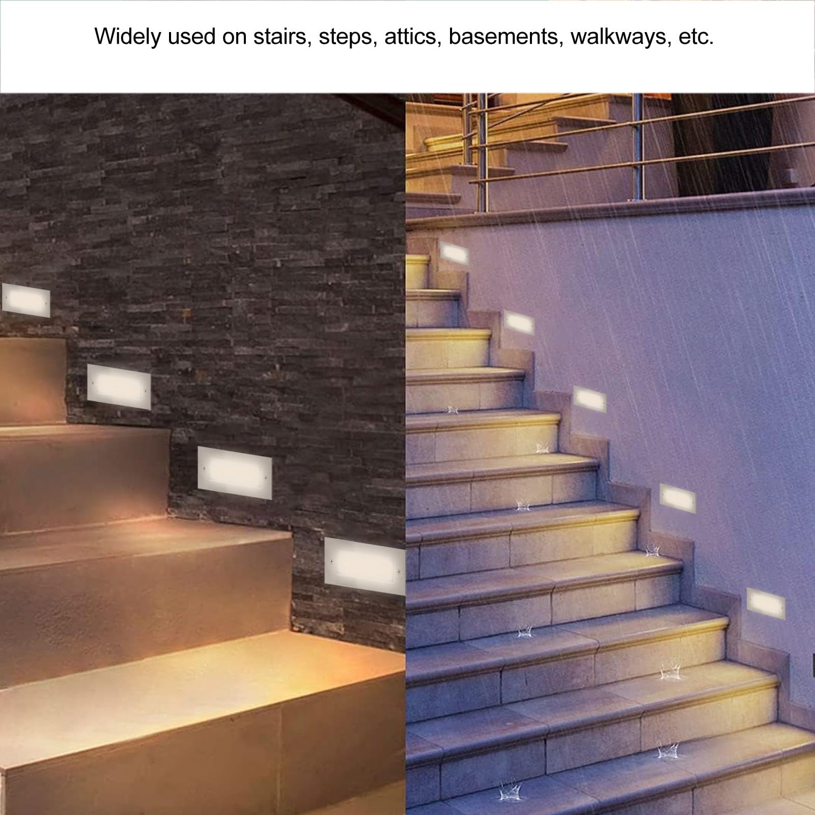 Luz de paso LED Luz de pared de escalera integrada de aleación de aluminio impermeable para interiores y exteriores Iluminación brillante blanca cálida de 3000 K para escaleras,