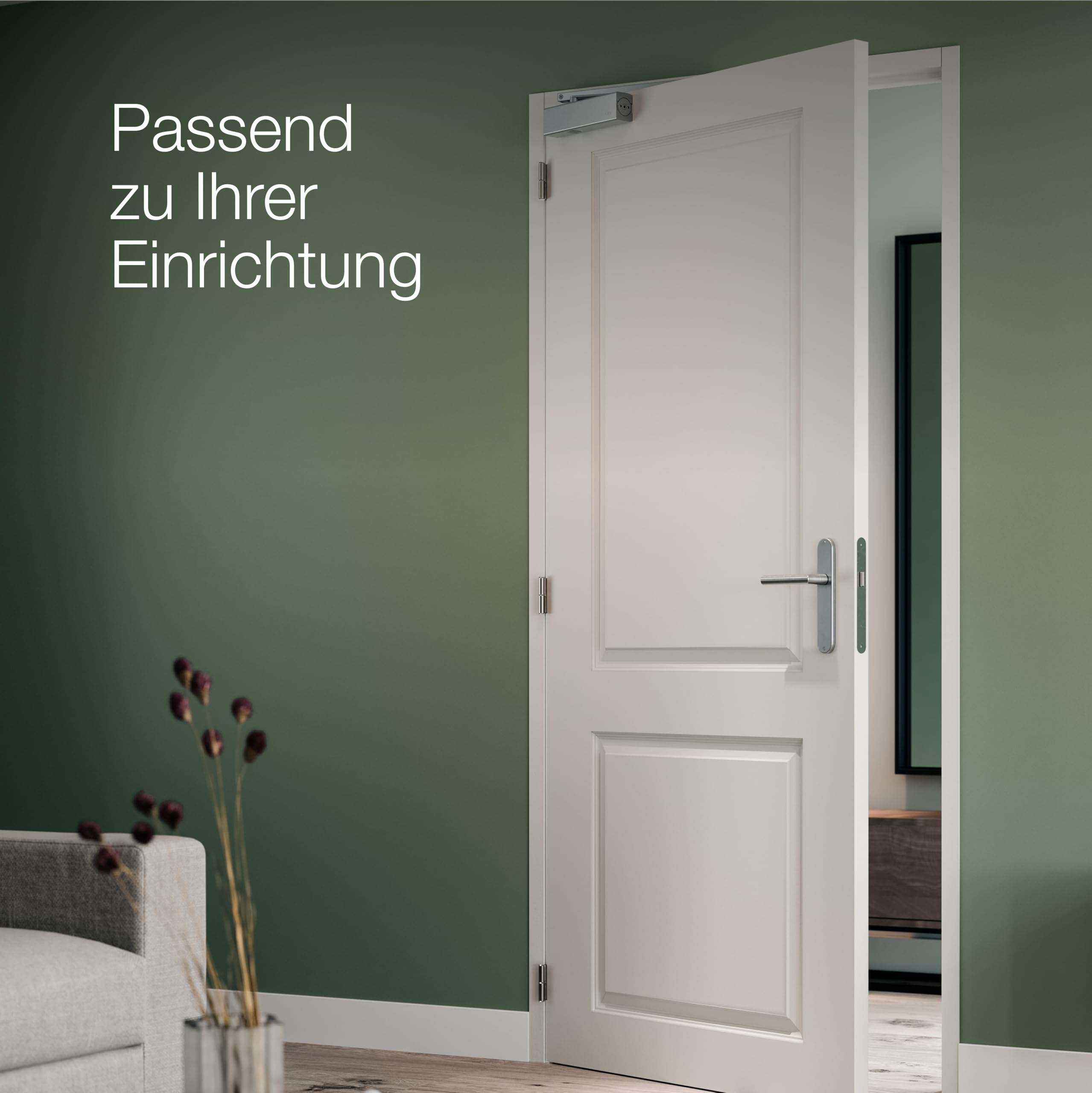 AXA Automatischer Türschließer - 7508 - Türfeder - Bis 60 kg- Einstellbare Schließgeschwindigkeit und Endschlag - Grau